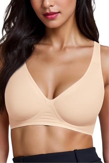 Deep V Bras for Women No Underwire Wireless Push Up Bra Seamless Plunge Bralette Comfort Supportive Bra Full Coverage