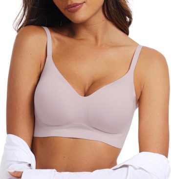 Womens Push Up Everyday Bras Comfortable Wireless  V Neck Seamless Bra Smooth  Wire Free Basic Bras