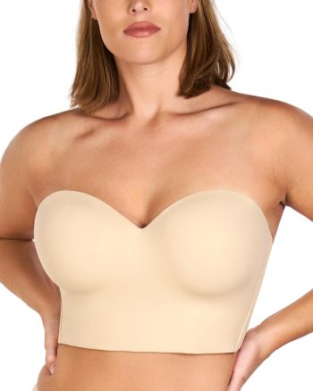 Longline Strapless Bra for Women, Anti-Slip Support Corset for Large Bust Convertible Bustier Bandeau for Big Breasts