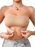 Women's Front Closure Strapless Bandeau Bra Sleeveless Wireless Bralette Tube Tops