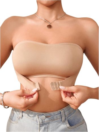 Women's Front Closure Strapless Bandeau Bra Sleeveless Wireless Bralette Tube Tops