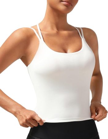 Sports Bras for Women, High Impact Running Strappy Longline Sports Bra Workout Crop Tops with Built in Bras