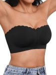 Strapless Bras for Women, Front Closure Anti-Slip Comfortable Bandeau Top, Wavy Edge Padded Bra