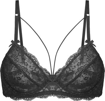 Women's Sexy Lace Bra Sheer Balconette Unlined Underwire Strappy Bras Everyday Bras