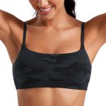 Womens  Adjustable Spaghetti Strap Sports Bra - Scoop Neck Wireless Padded Bra Yoga Workout Crop Top